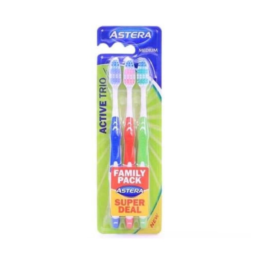 Estira Active Trio Family Pack Toothbrush Medium Bristles