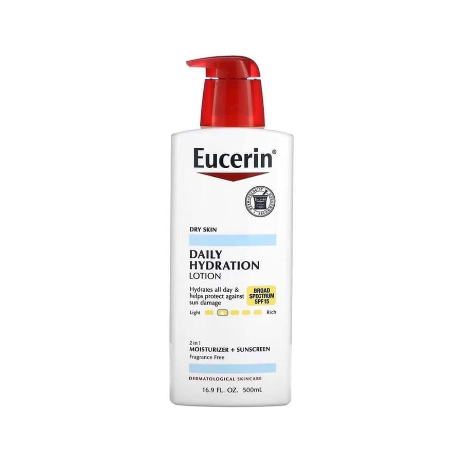 يوسرين لوشن ترطيب يومي مع واقي شمس SPF15 للبشرة الجافة - 500 مل