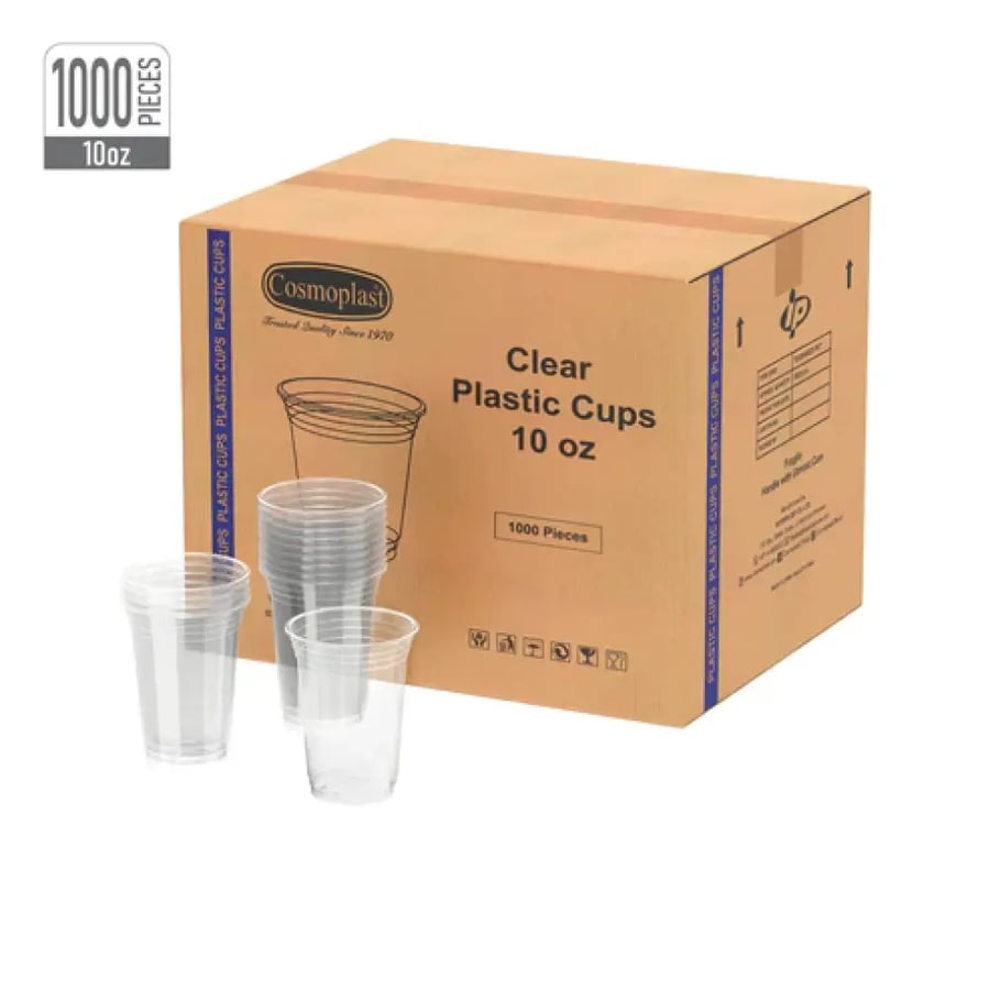 Cosmo plastic cups juice flat lid / dome 10 oz 1000 pieces - carton
