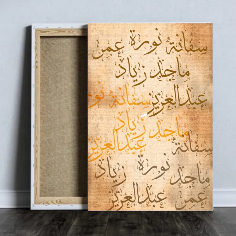 لوحة كانفس بأسماء العائلة