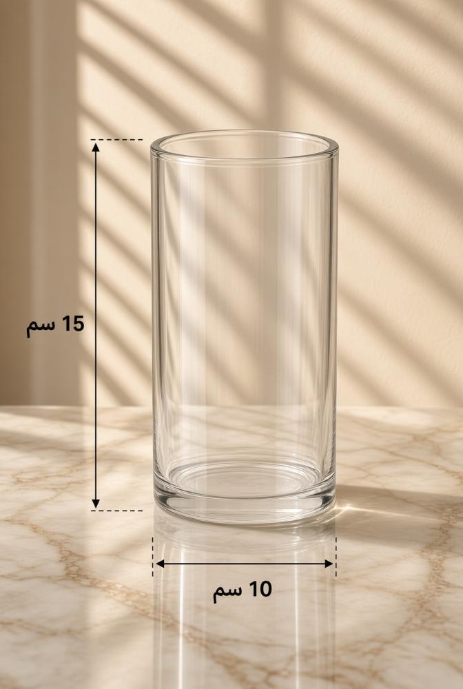فازة زجاجية شفافة أسطوانية 15×10 سم