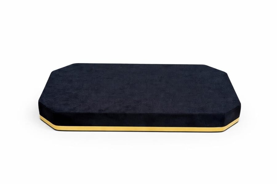 Velvet tables, hexagonal shape, black color, size 20×35 cm, height 5 cm