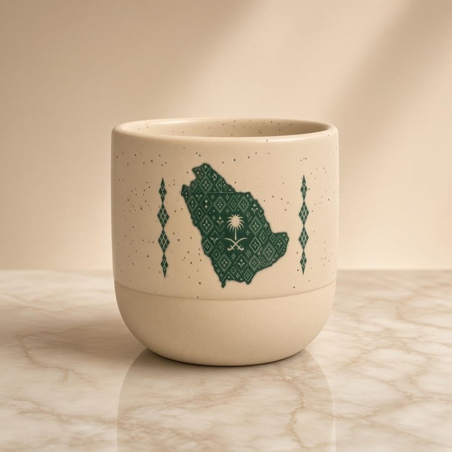 أكواب سيراميك لون بيج اليوم الوطني