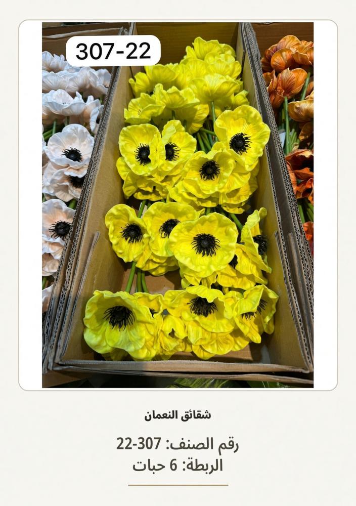 شقائق النعمان 6غصن  ليموني غامق