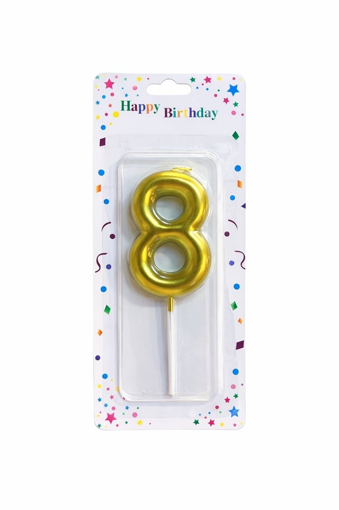 Number 8 golden candle