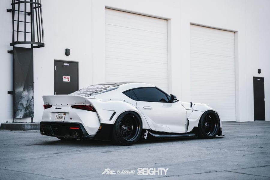Toyota MK5 A90 Supra | 3.0T B58 | 2019+  نظام اكزوست رياضي تفصيل طقم كامل 4 مخارج (ستريت بايب / داون بايب / ريموت تحكم)