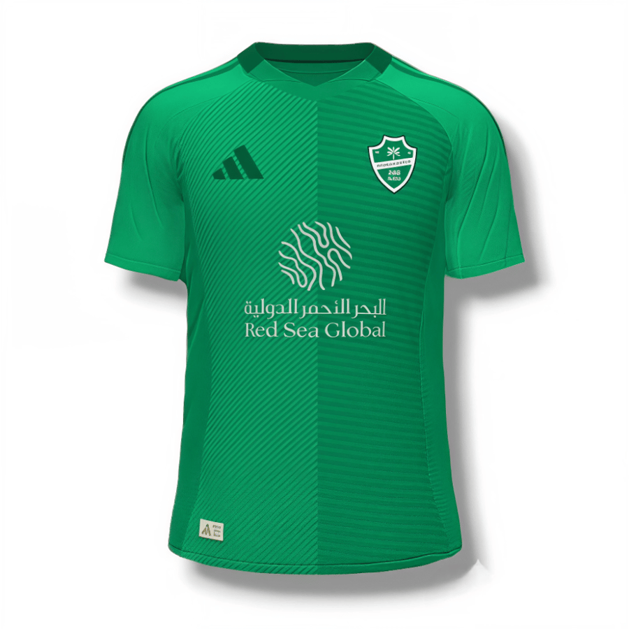 تيشيرت الاهلي السعودي الاخضر بشعار الاهلي الجديد 2026/2025