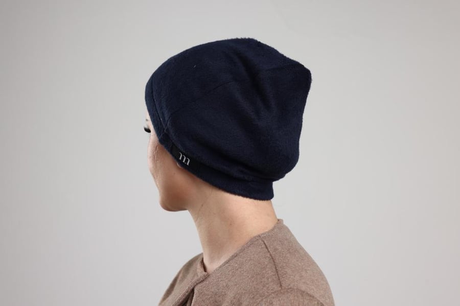 7 soft fur turbans navy blue