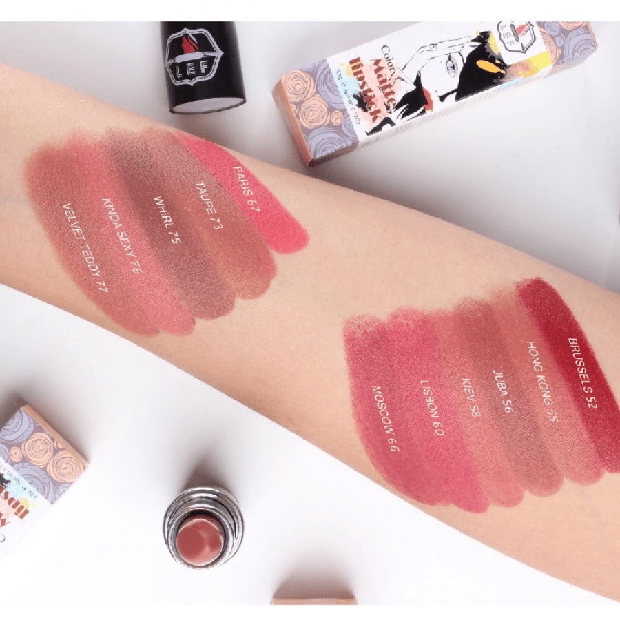 روج ليف مخملي مطفي ثابت مدعم بشمع العسل للاستخدام اليومي | LEF Velvet Matte Lipstick With Beeswax for Everyday Use (VELVET TEDDY 77)