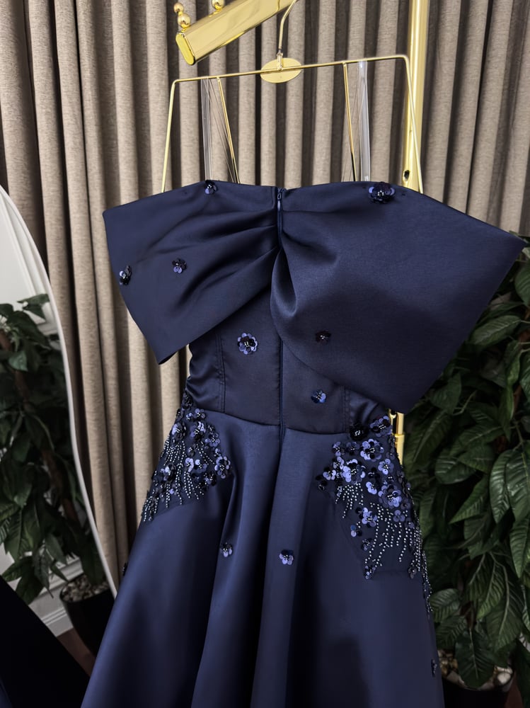 Elegant evening dress navy blue