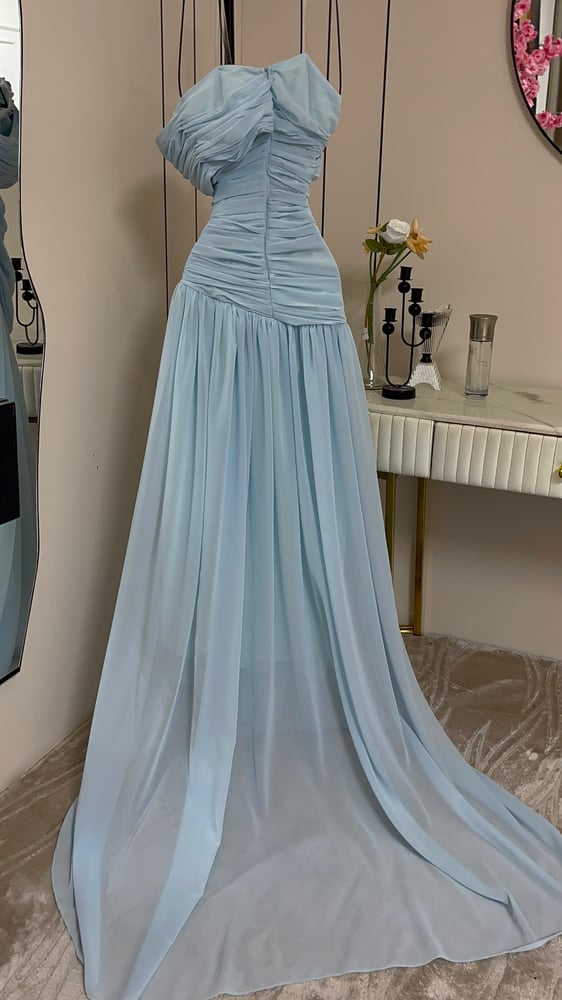 Soft chiffon dress with hand embroidery
