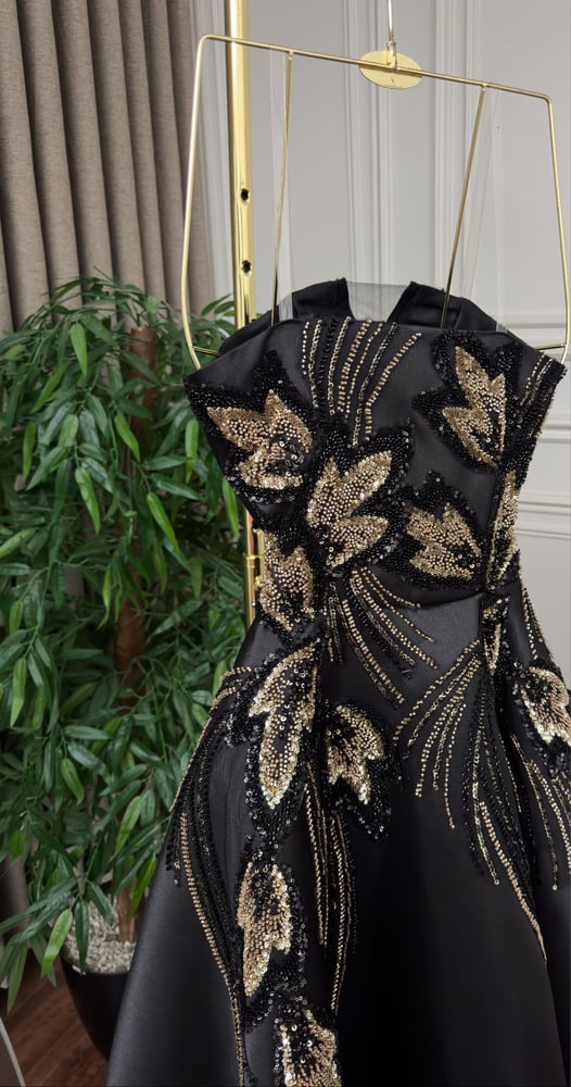 Elegant evening dress, black color