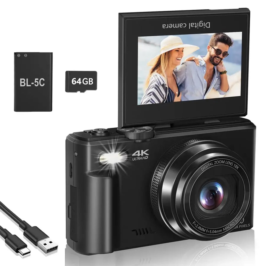 كاميرا رقمية 4K ريترو 18X بشاشة 3 بوصة قابلة للطي
