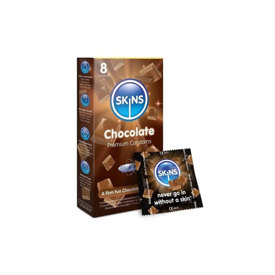 اسكينز واقي ذكري بالشيكولاتة  8 حبات SKINS CONDOM CHOCOLATE 8 CONDOMS