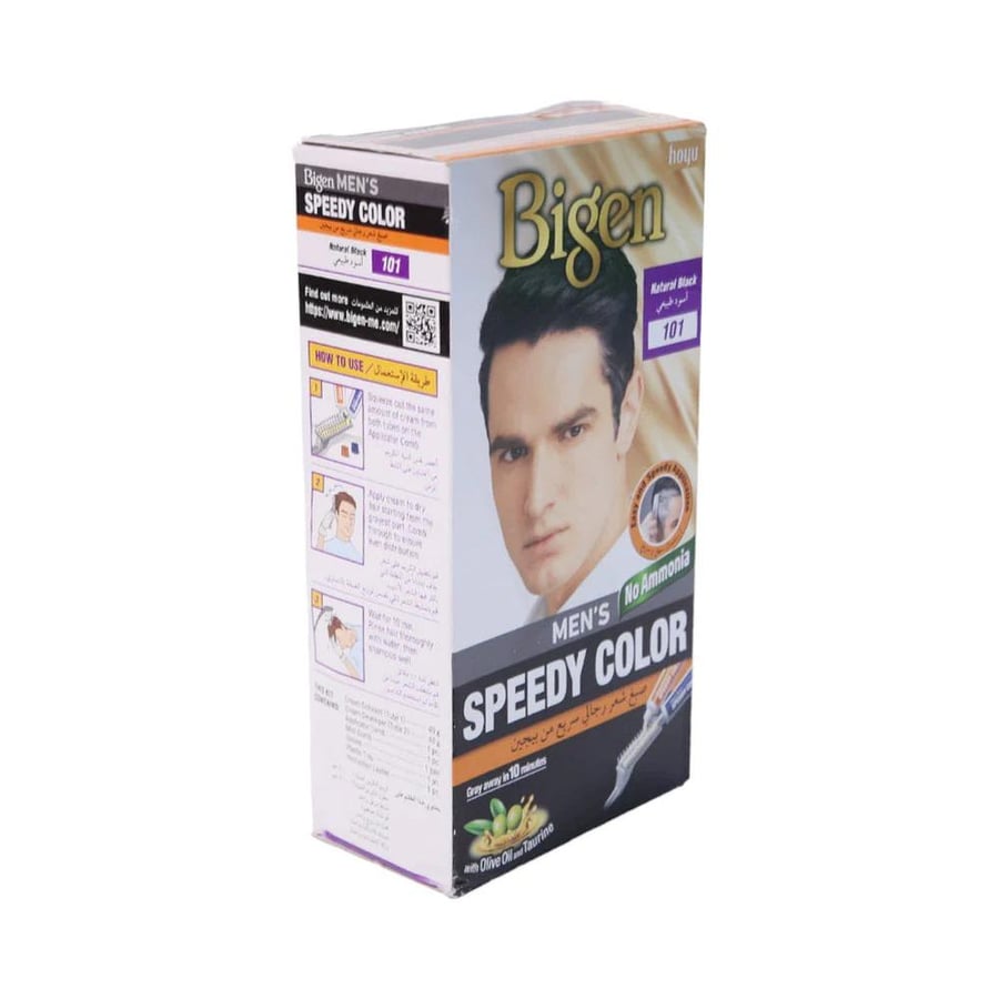 بيجين صبغة شعر سريعة للرجال - لون أسود طبيعي (101) 40 جرام BIGEN MEN SPEEDY HAIR COLOR - 101 NATURAL BLACK 40GM 37019