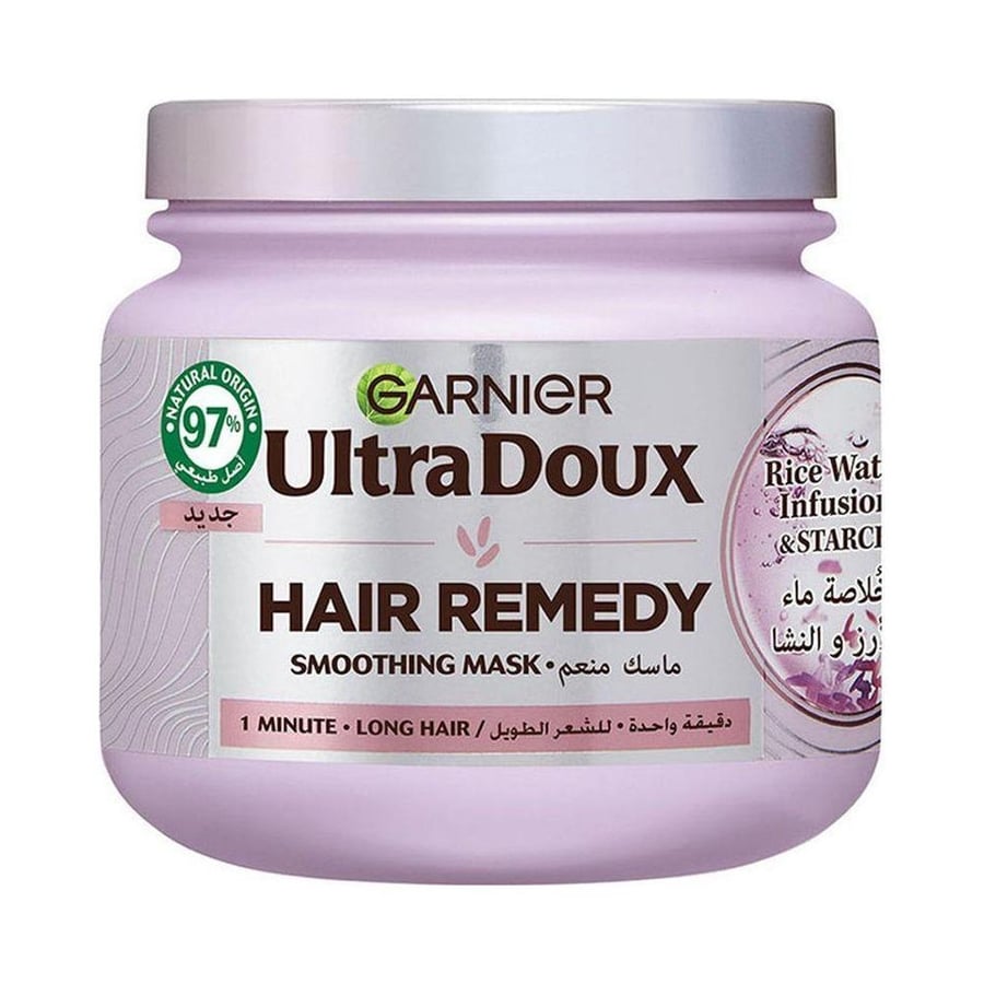 غارنيه ماسك الشعر فائق التغذية 340 مل خلاصة ماء الارز و النشا GARNIER HAIR MASK ULTRA DOUX 340 ML RICE WATER INFUSION AND STARCH (612920)