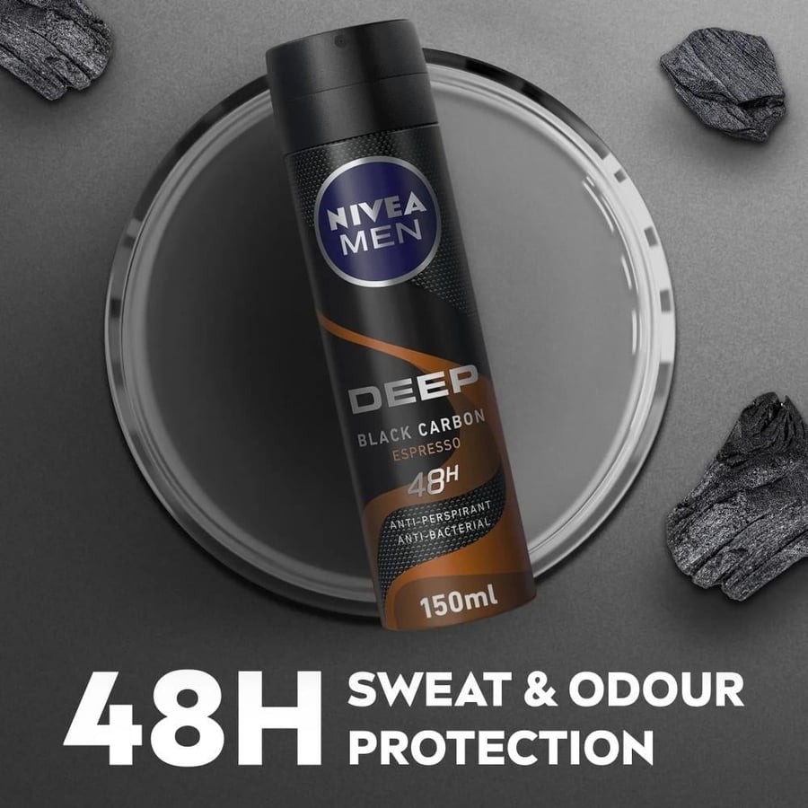نيفيا بخاخ مزيل عرق ديب بلاك كاربون 150مل NIVEA DEO SPRAY 150 ML DEEP BLACK CARBON ESPRESSO -40802