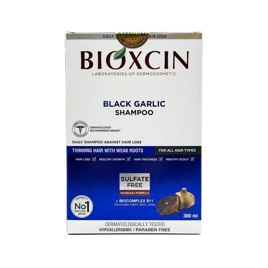 بيوكسين شامبو 300مل الثوم الاسود -لجميع انواع الشعر BIOXCIN SHAMPOO 300ML FOR BLACK GARLIC -FOR ALL HAIR TYPES (628132)