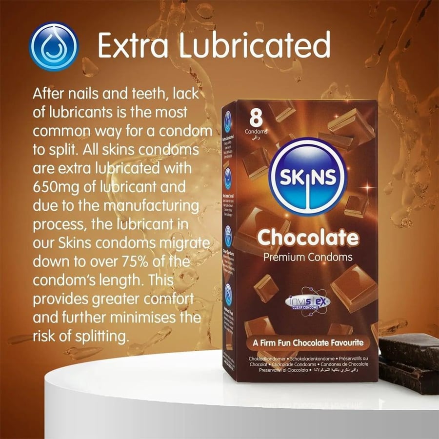 اسكينز واقي ذكري 4 حبات بالشوكولاته SKINS CONDOMS 4 PCS CHOCLATE -00543