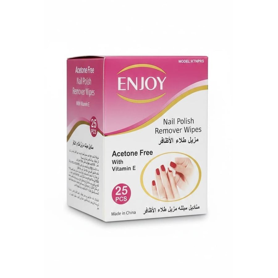 انجوى أسيتون مناديل مناكير 25حبه ENJOY ACETONE FREE NAIL POLISH REMOVER--WIPES 25PCS