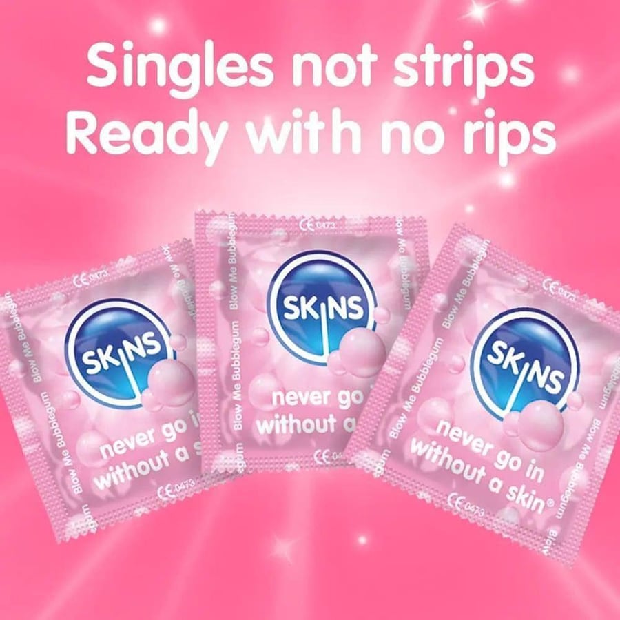 اسكينز واقي ذكري 4 حبات بفقاعات اللبان SKINS CONDOMS 4 PCS bubblegum(240809)