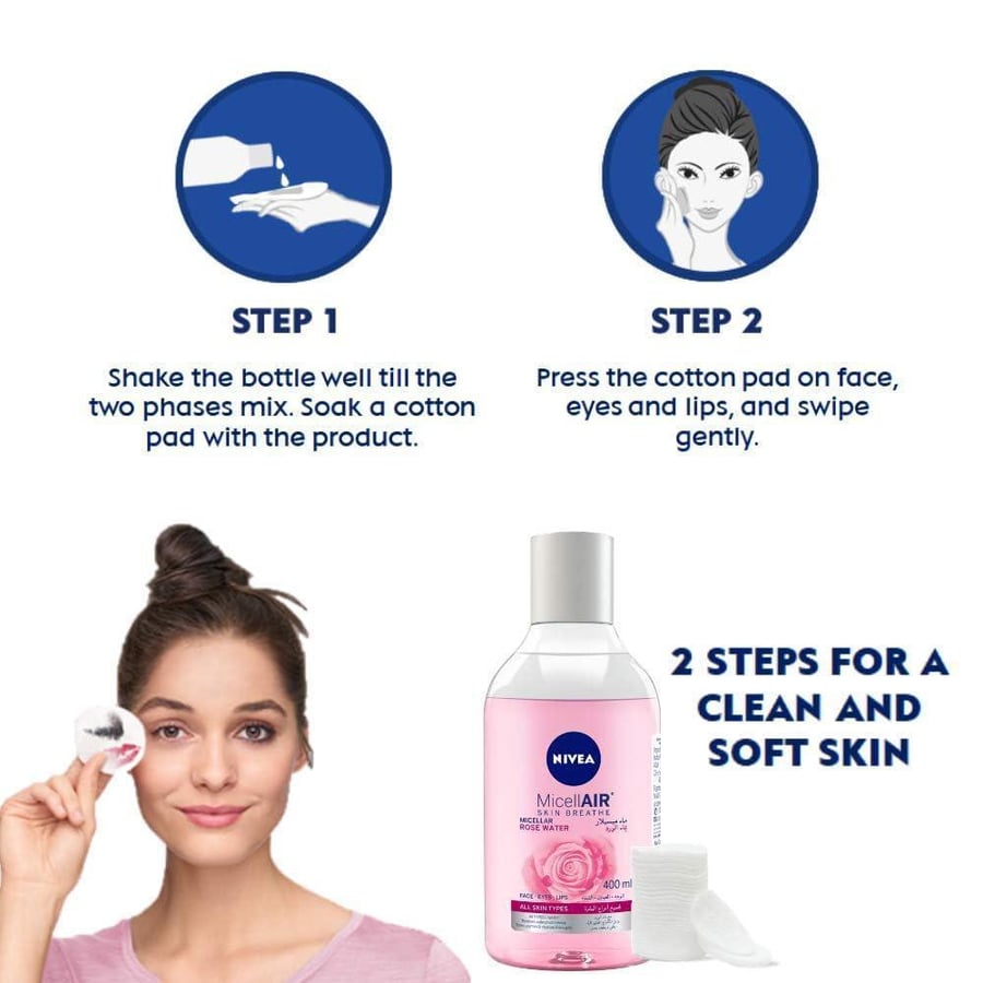 نيفيا ماء ميسلار ماء الورد 400مل NIVEA MICELLAR ROSE WATER 400ML 20633