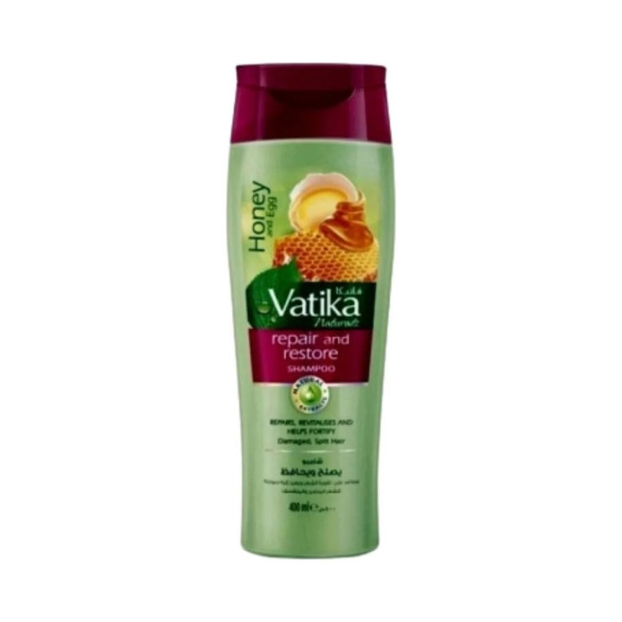فاتيكا شامبو 400مل/350مل يصلح ويحافظ بالعسل والبيض VATIKA SHAMPOO 400ML/350ML REPAIR&RESTORE EGG - HONEY (08238)+(74016)