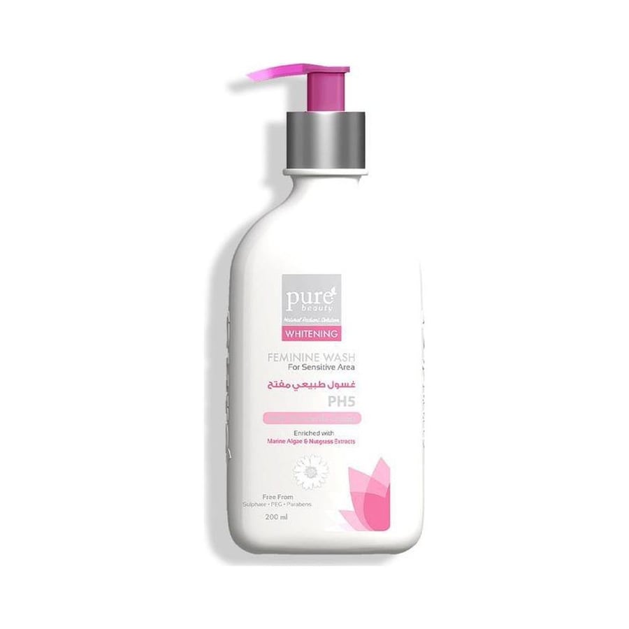 بيور بيوتي غسول طبيعي مفتح للاماكن الحساسة 200مل بي اتش 5 PURE BEAUTY WHITENING FEMININE WASH 200ML PH5 (270682)
