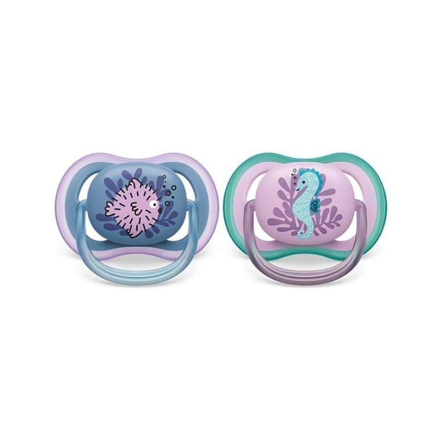 افنت لهاية الترا اير 6-18شهر فرس البحر -ازرق 085/61 AVENT SOOTHER ULTRA AIR 6-18M SEA HORSE - BLUE SCF085/61 (016469)