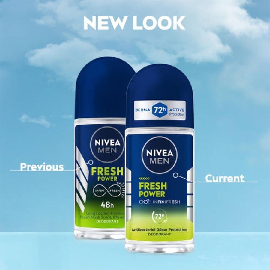 نيفيا رول مزيل عرق رجالي فرش بور 50مل NIVEA ROLL ON 50 ML FRESH POWER MEN 532452