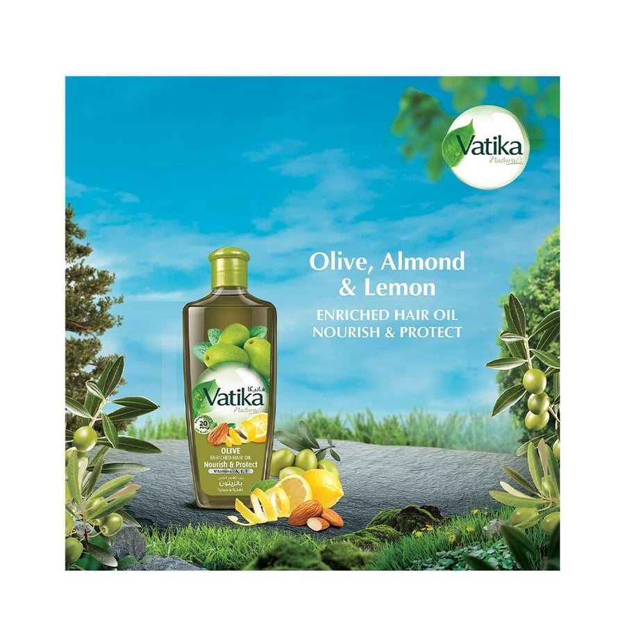 فاتيكا زيت الشعر 300 مل الغني بالزيتون VATIKA HAIR OIL 300 ML OLIVE -(6103541)