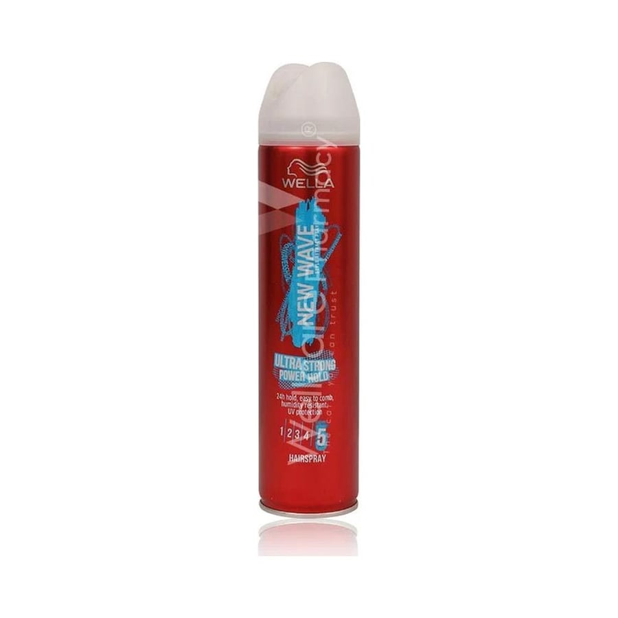 ويلا نيو ويفي بخاخ 250مل بقوة مثبتة تماسك حد اقصى -ازرق رقم 5 WELLA NEW WAVE SPRAY 250ML ULTRA STRONG POWER HOLD -BLUE NO 5 (59316)