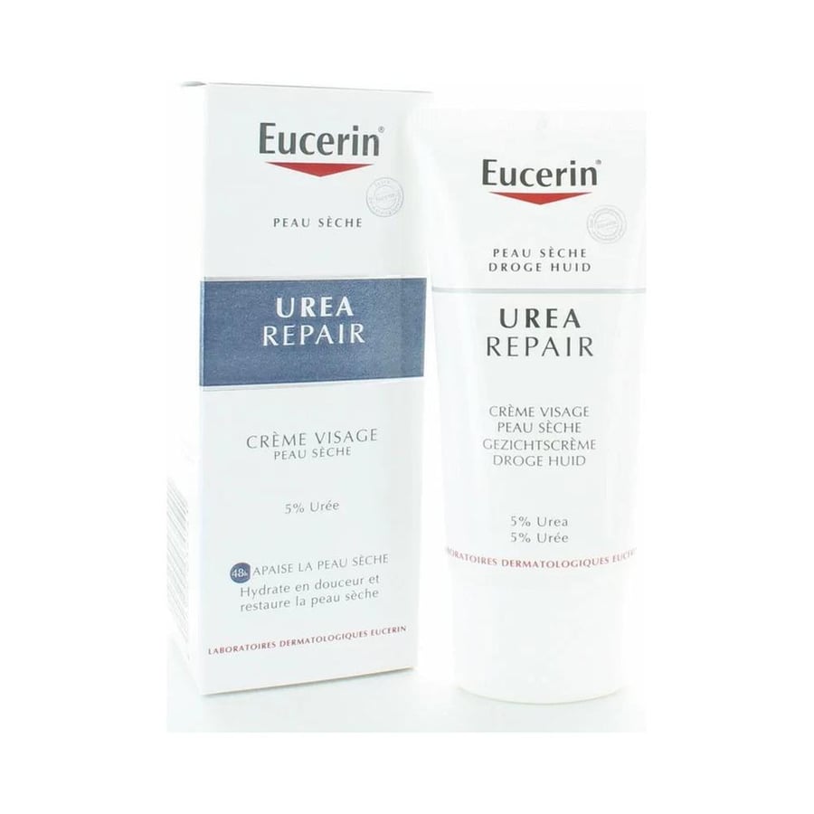 يوسيرين يوريا ريبير كريم الوجه 50مل 5% يوريا EUCERIN UREA REPAIR 50ML CREAM VISAGE 5% UREA (34541)+(50443)