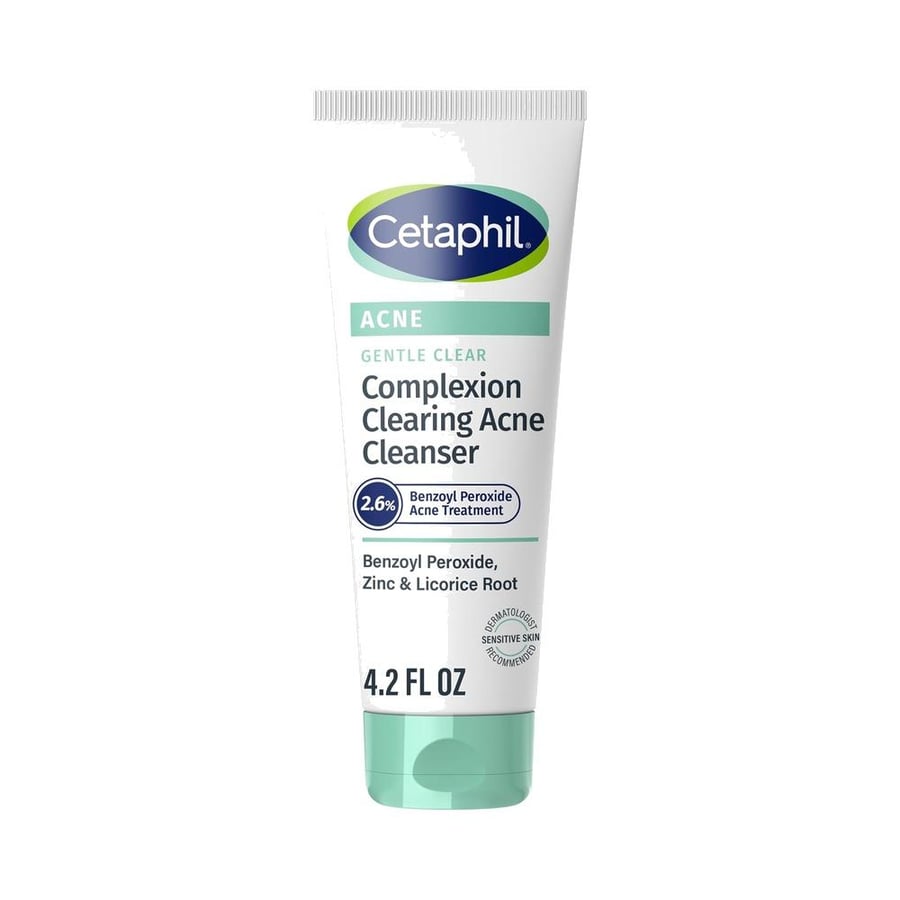 سيتافيل جنتل كلير غسول وجه لحب الشباب بنزويل بيروكسايد 4.2 أونصة Cetaphil Gentle Clear Complexion Benzoyl Peroxide Acne Face Wash - 4.2 fl oz