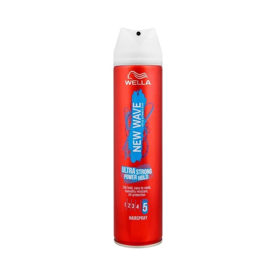 ويلا نيو ويفي بخاخ 250مل بقوة مثبتة تماسك حد اقصى -ازرق رقم 5 WELLA NEW WAVE SPRAY 250ML ULTRA STRONG POWER HOLD -BLUE NO 5 (59316)