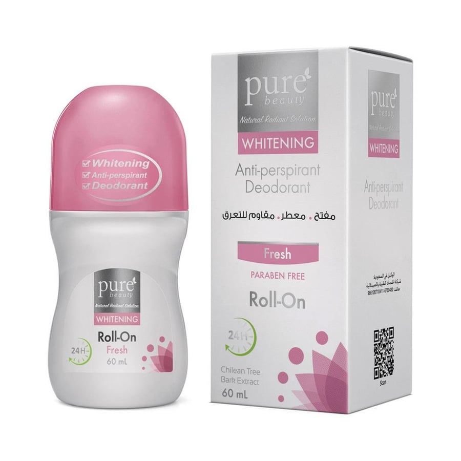 بيور بيوتي رول أن المفتح المقاوم للتعرق فريش 60مل PURE BEAUTY WHITENING ROLL-ON FRESH 60ML (0606)