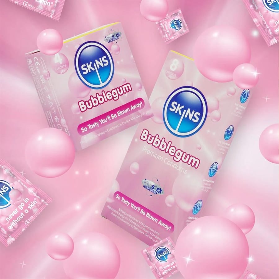 اسكينز واقي ذكري ببلي جم    8 حبات SKINS CONDOM BUBBLEGUM 8 CONDOMS
