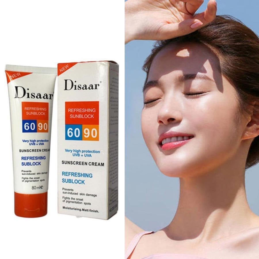 ديسار كريم واقي شمس ومنعش 80جم DISAAR REFRESHING SUNBLOCK 80GM SUNSCREEN CREAM UVB+UVA (7354)