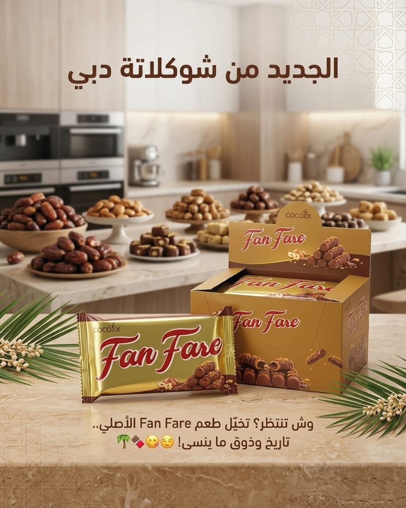 شوكولاتة كوكوفيكس فان فير الفاخرة بالتمر والمكسرات - cocofix Fan Fare