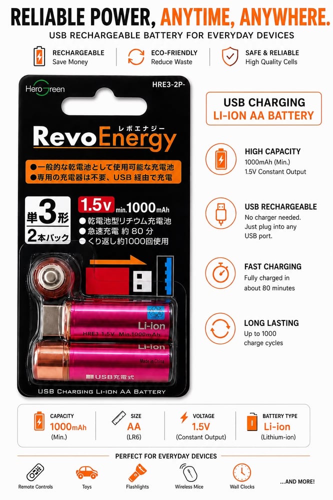 Revo Energy  Battery AA 1000 mAh