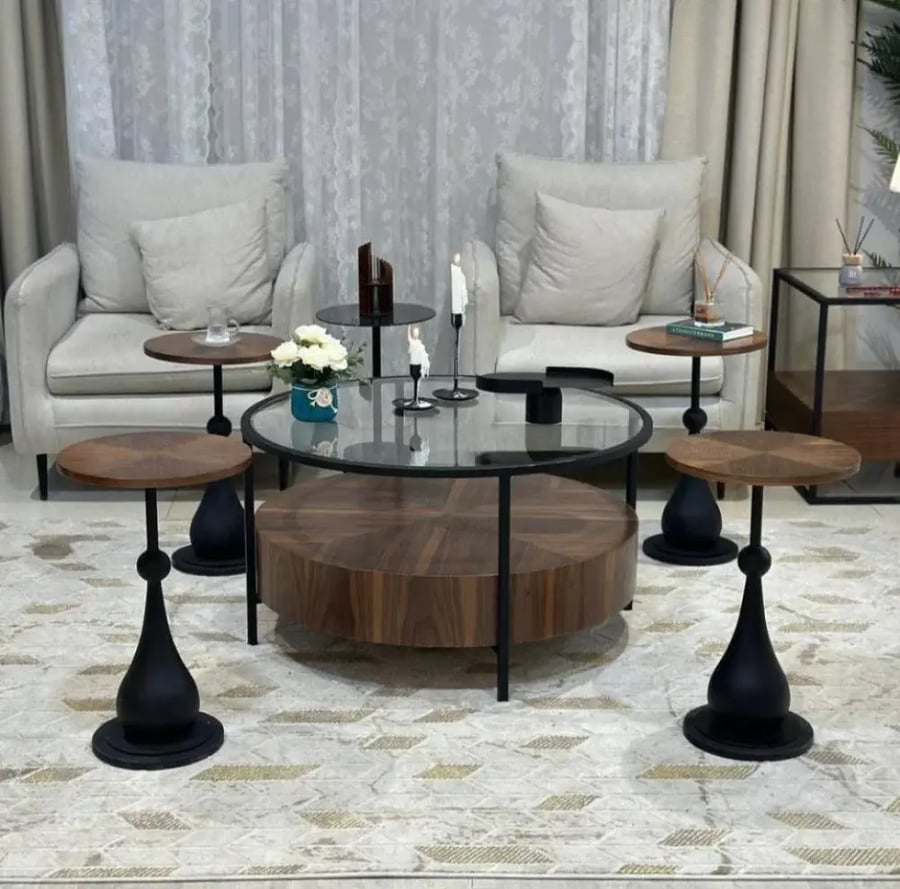 Coconut shell coffee table set, 5 pieces