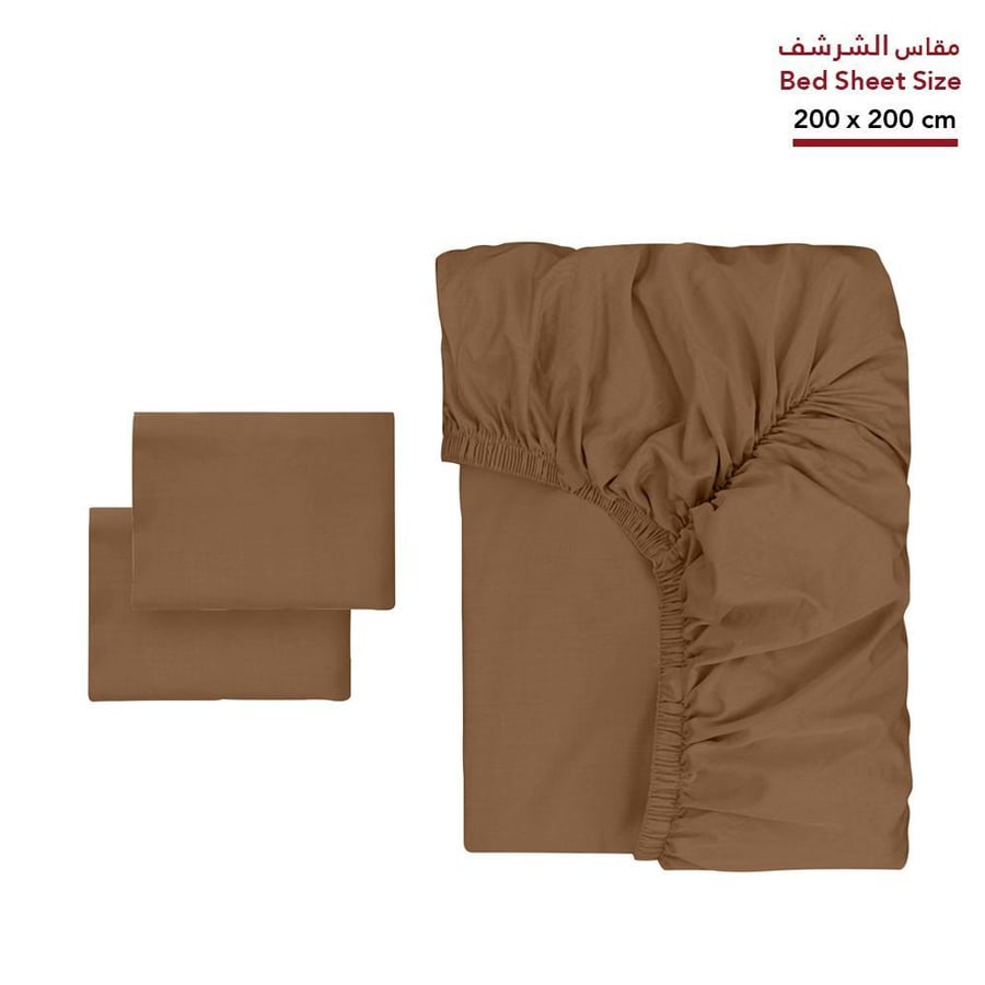 طقم شرشف روز ساده نفرين 200x200 سم - بني