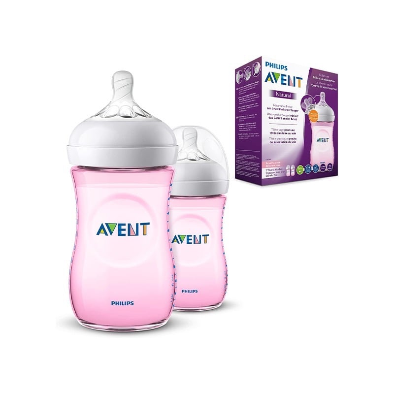 AVENT NAT BOTTLE PINK  1M 2*260ML 34/27
