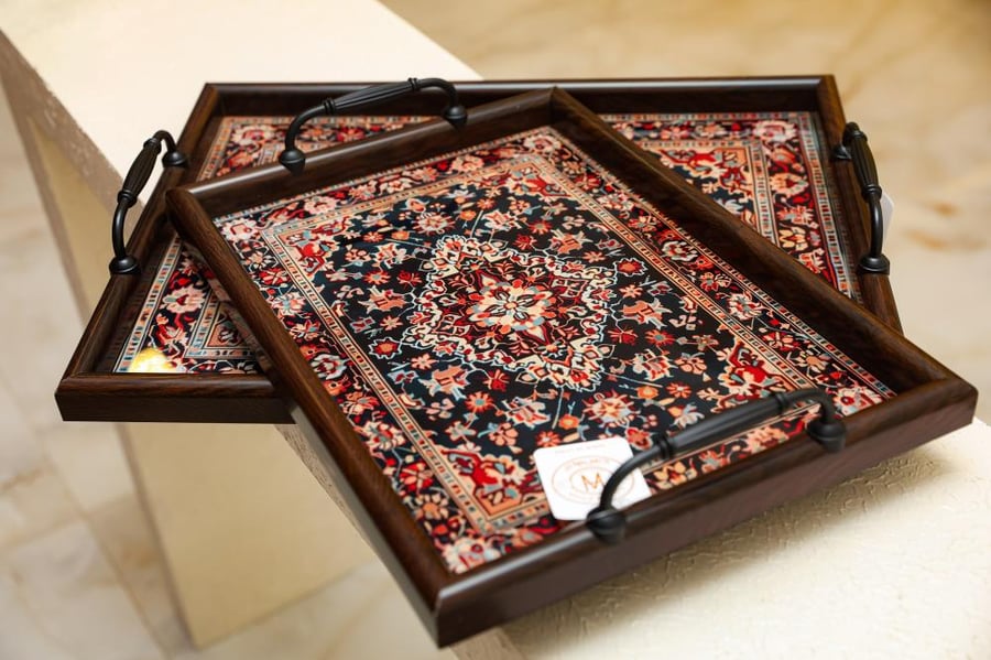 طقم صواني ٢ قطعة بنقش الزل الفاخر 702