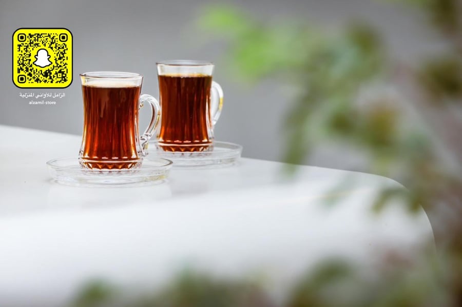 بيالات شاي كريستال بإطار ذهبي