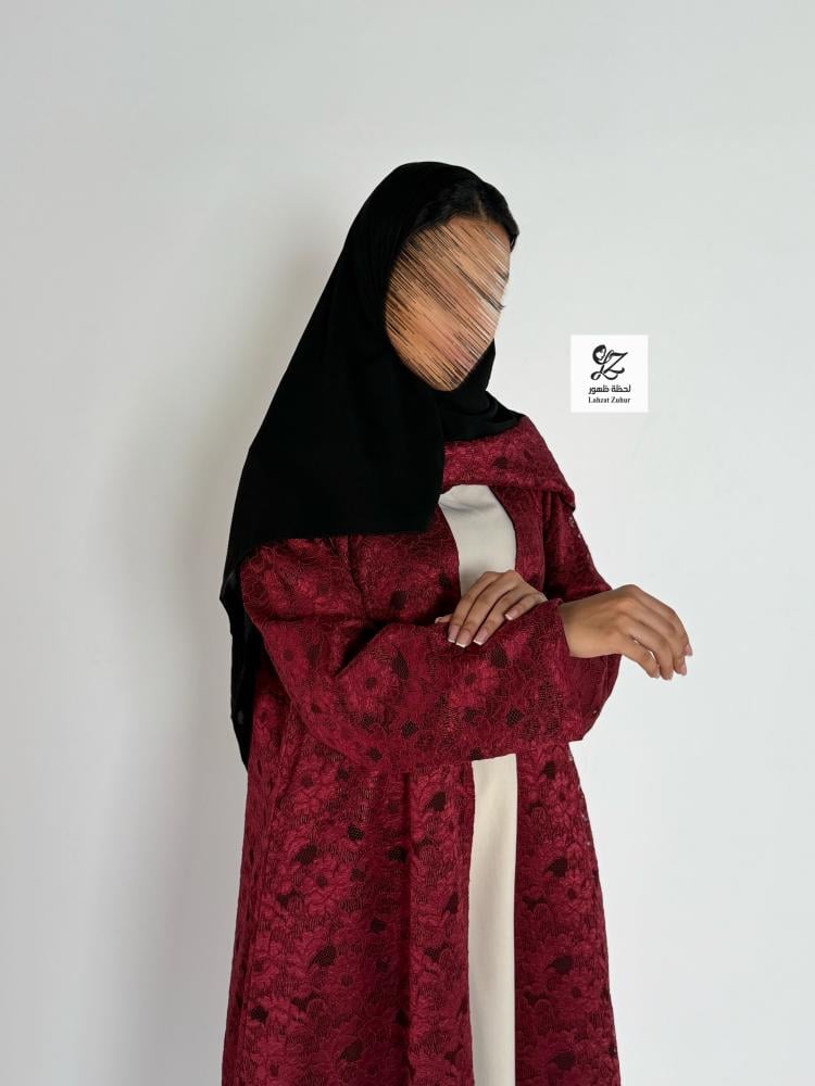 عبايه نص كلوش مبطنه دانتيل دبل فيس