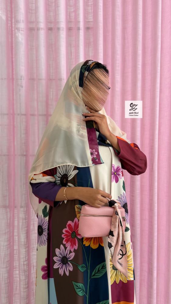 عبايه في كلوش طباعه كامل مع طرحه طباعه