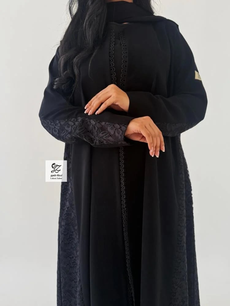 عبايه روابي بقماش اندنوسي اصلي بتدخيل دانتيل فخمعبايه روابي بقماش اندنوسي اصلي بتدخيل دانتيل فخم