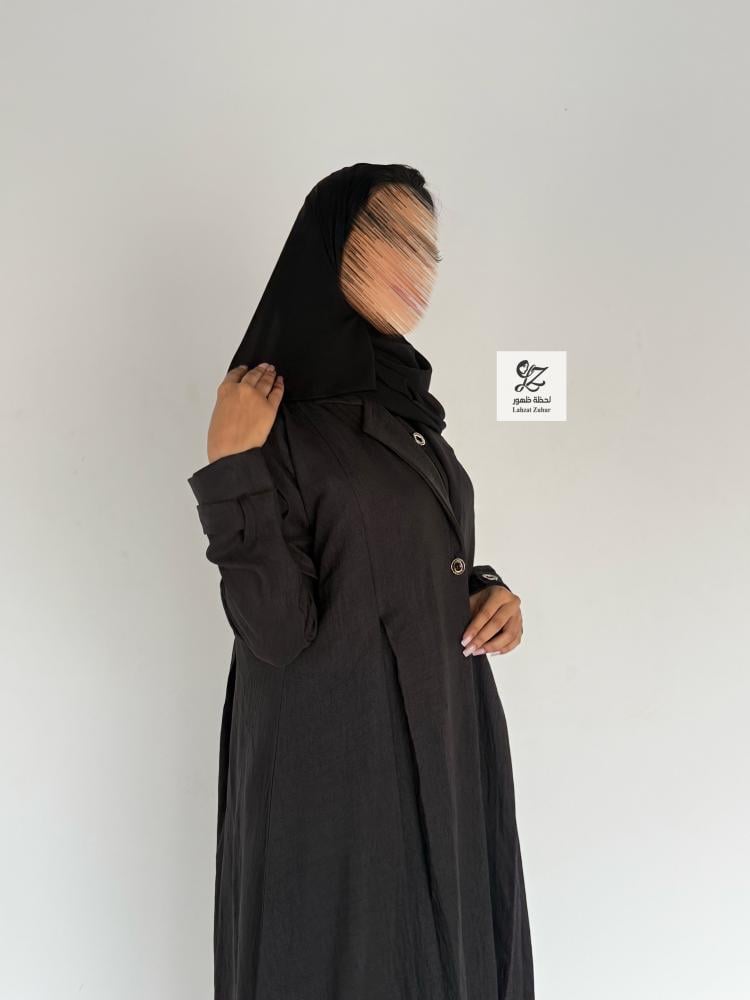 عبايه سفر قطعتين فستان وعبايه بقماش لنن بحريني