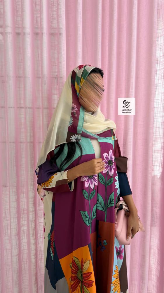 عبايه في كلوش طباعه كامل مع طرحه طباعه